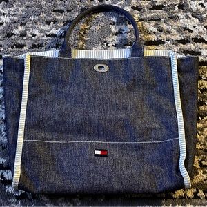 Tommy Hilfiger Denim Tote Bag - Striped Interior - No Clasp